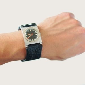 DIESEL DZ-2107 BLACK LEATHER & STEEL WATCH